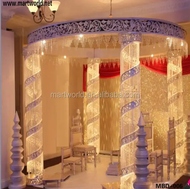 Decorativo di cristallo elegante mandap fase di nozze indiano sfondo coperta decorazione di evento per banchetto di nozze di fidanzamento (MBD-006)