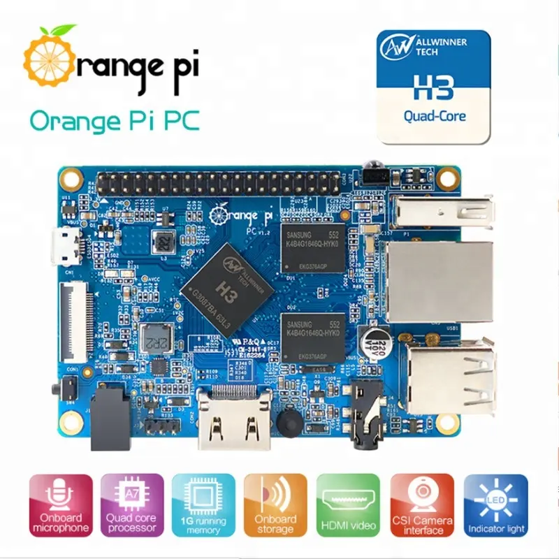 Orange Pi — PC H3 Quad-Core, 1 go, ordinateur compatible Android, Ubuntu, impression simple carte