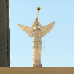 정원 Natural White 대리석 <span class=keywords><strong>Angel</strong></span> 동상 Sculpture 와 나 팔 - Product Image 3