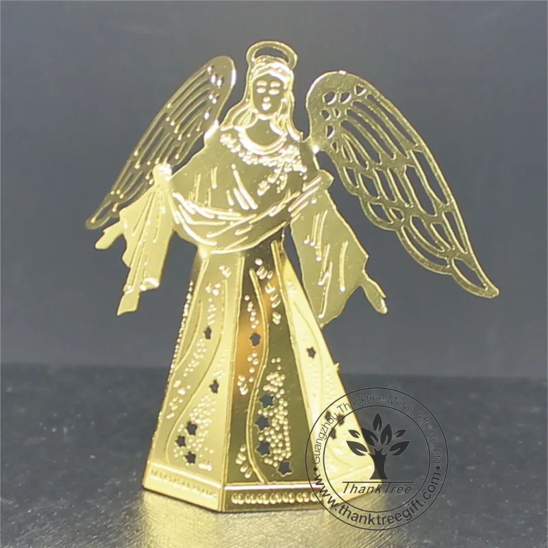 Itens de decoração de artesanato de metal, enfeite de anjo giratório de natal