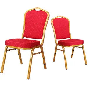 Hot selling price stackable chair banquet stacking with gold metal steel restaurant chair