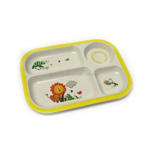 Divided bamboo fibre food trays colorful kids dinner tray custom made