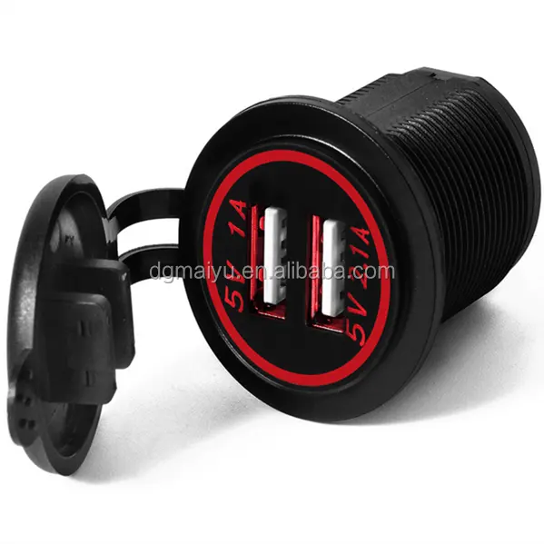DC 12 V 3.1A of 4.2A Motorfiets Auto Dual USB Charger Socket met Rode LED