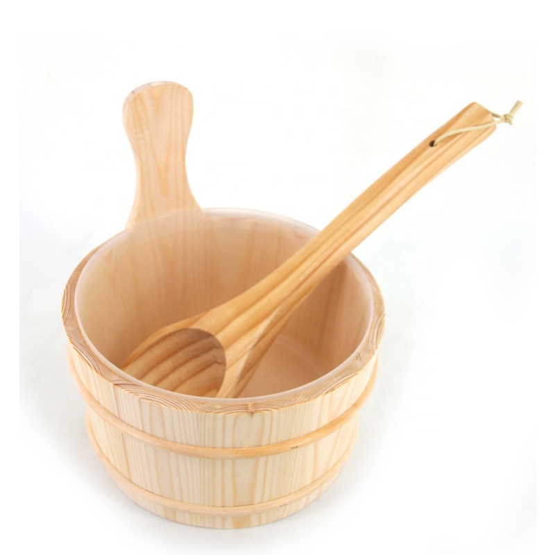Wooden Bucket and Ladle Sauna Accessories