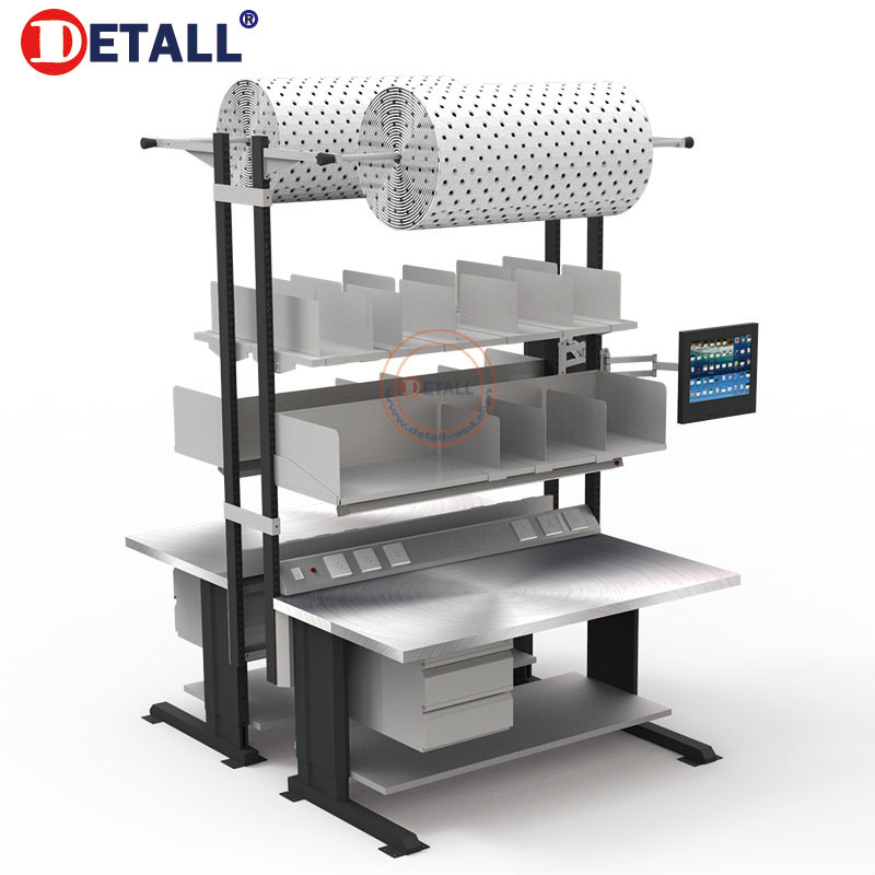 Detall bureau emballage poste de travail/table avec emballage papier pôle