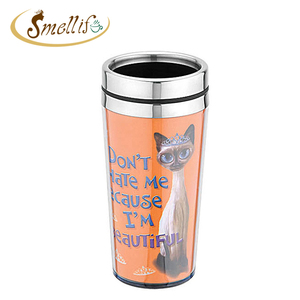 Tazze da caffè da viaggio in acciaio inossidabile da 16 once con Logo personalizzato inserto in carta glitterata e coperchi scorrevoli - Product Image 2