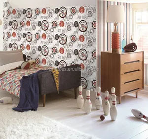 Basit ve Şık Kontrast Renk Dikey Tahıl Yatak Odası Dekorasyon PVC Duvar Kağıdı