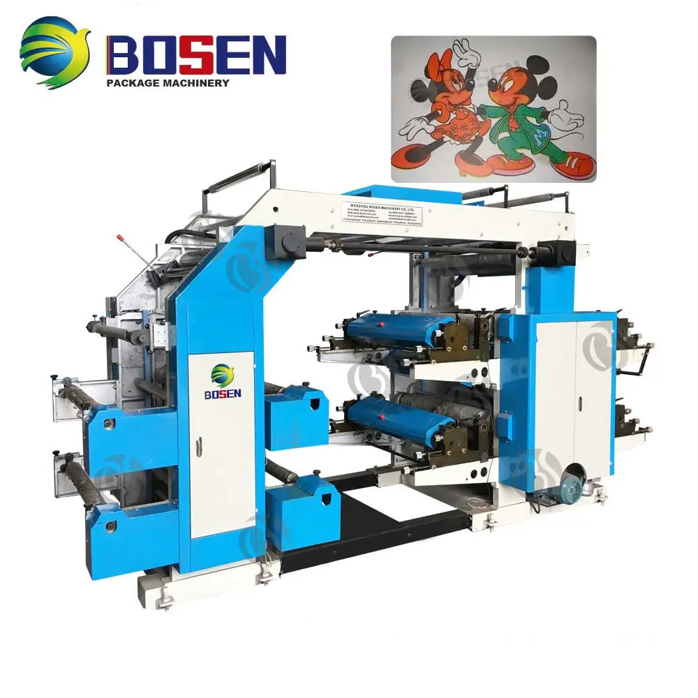 Flexo Printer Pp Woven Bag Soft Plastic Film Nonwoven Pp Pe Flexograpic 2 Color 4 6 Roll To Roll Printing Machine