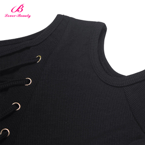 Descuento grande simple negro hombro frío casual diseños mujeres tops blusa larga - Product Image 5