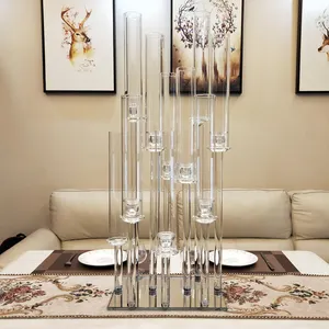 Kristal 10 Lengan Candelabra untuk Dekorasi Pernikahan