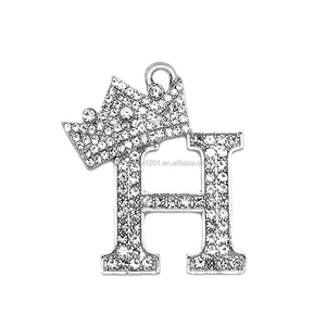 Design personalizzato Accettabile <span class=keywords><strong>Alfabeto</strong></span> Iniziale <span class=keywords><strong>Lettere</strong></span> H E La Corona di Modo Collane Fare Hip Hop di Fascini & Pendenti - Product Image 1