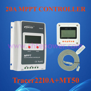 Tracer 2210A EPsloar 20A MPPT 太阳能充电控制器 12 V 24 V 液晶显示器，含 MT50 米