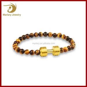 <span class=keywords><strong>Pas</strong></span> <span class=keywords><strong>cher</strong></span> Personnalisé Naturel Guérison perles Bodyduilding Bijoux Fit Vie Sport force Haltère Charme bracelet - Product Image 5