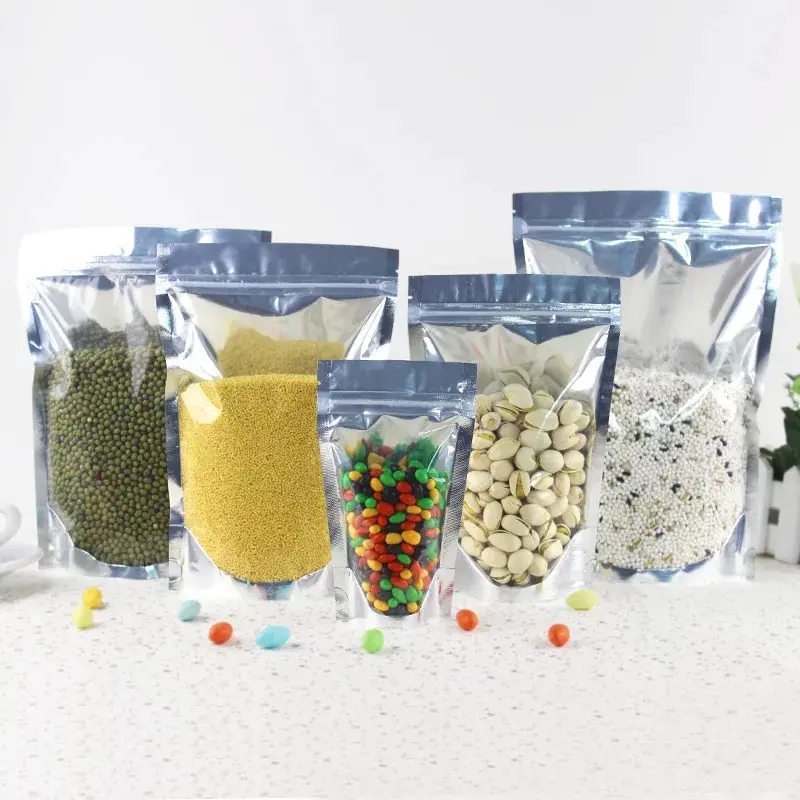 custom dry food candy nuts plastic packaging bags with one side transparent window