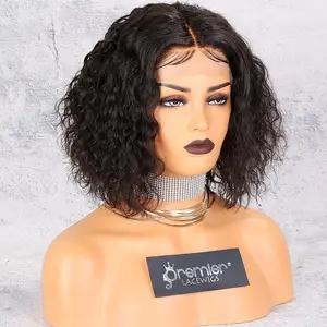 Cheap 10 inch Bob Curly Real Human Hair 13x6" Lace Frontal Wig With Natural Hairline And Baby Hair