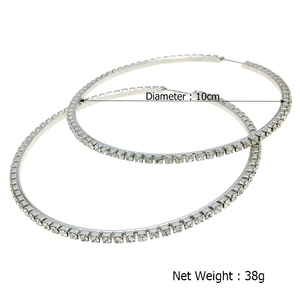 Luxe <span class=keywords><strong>100mm</strong></span> Diamètre Gros Diamant Cerceau Boucles D'oreilles Femmes Rond Complet Strass Chunky De Mode Boucles D'oreilles En Gros - Product Image 3