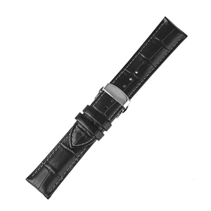 Cinturino per orologio in vera <span class=keywords><strong>pelle</strong></span> con grana di alligatore delle migliori marche con doppia fibbia a farfalla - Product Image 4