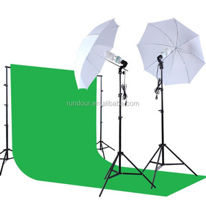 Photography Photo Studio Kit Green Screen Backdrop Stand Light Bulbs sockets Soft Light Umbrella Light Stand