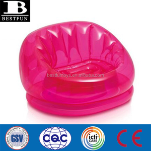 Silla inflable personalizada de alta calidad, asiento plegable transparente, redondo, duradero, color rosa, muebles de sofá
