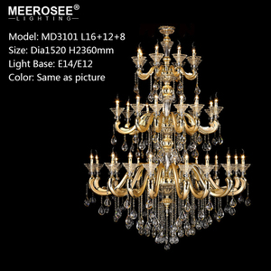 MEEROSEE New K9 Pha Lê Big Chandelier Đèn Tam Giác Glass Chủ Lớn Đèn Chùm Lights Đối Với Khách Sạn Lobby Chiếu Sáng MD3101-L36 - Product Image 4
