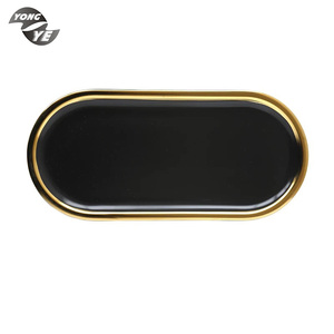 Oval Shape European Style Gold <strong>Side</strong> Porcelain Jewelry <strong>Plate</strong> for Wedding Decor - Product Image 5