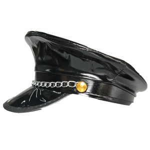 Cappello in Pelle Nera per Decorazioni Festa di Halloween, Cappello Ottagonale da Poliziotta per Cosplay Femminile - Product Image 2