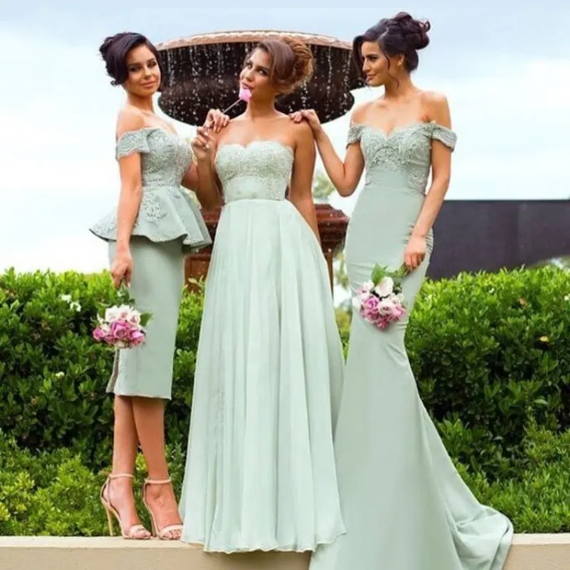 Convertible Multiway Off Shoulder Sage Green Tulle Bridesmaid Dresses