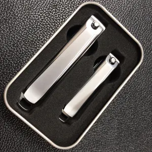 Boîte en fer blanc durable de qualité supérieure 2pcs en acier inoxydable à ouverture de mâchoire large ongle coupe-ongles pour le soin des ongles