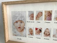 Cadre photo Un Ano 45x25cm, cadres photo Recien Nacido, cadre MDF 12 Meses pour bébé