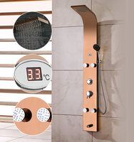 Ensemble de douche thermostatique chaud et froid en acier inoxydable avec panneau de massage, pomme de douche électrique avec écran numérique LED et jets corporels