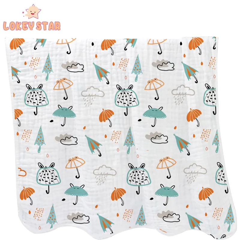 Зонт Lokeystar, 6 слоев, 100% хлопок, пеленка для младенцев, муслиновый