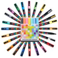 Lot Complet de Marqueurs Peinture Uni Posca, Mitsubishi – Stylo Pointe Fine Toutes Couleurs Naturelles, Or et Argent (24 Couleurs) (PC-3M)