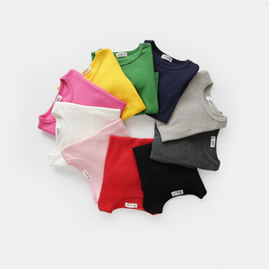 Del Bambino Del commercio all'ingrosso Dei Capretti Del Bambino Delle Ragazze Top In Cotone Vestiti Dei Bambini Della <span class=keywords><strong>MAGLIETTA</strong></span> A <span class=keywords><strong>Manica</strong></span> <span class=keywords><strong>Lunga</strong></span> Tinta Unita No T-Shirt di Marca - Product Image 2