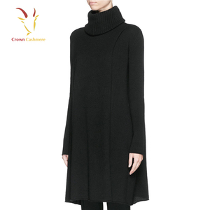 Donne <span class=keywords><strong>Nero</strong></span> Cashmere Tartaruga Collo Lungo <span class=keywords><strong>Maglione</strong></span> di Cachemire <span class=keywords><strong>Vestito</strong></span> - Product Image 1