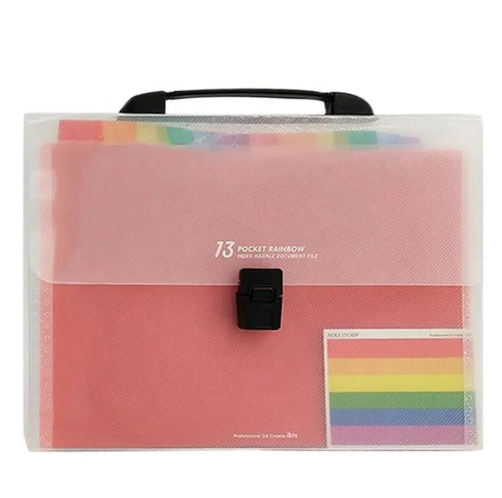 Новая школьная вместительная папка для файлов A4 Радужный карман pp с ручкой