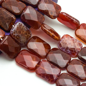 Losse 10X14Mm 13X18Mm 15X20Mm Vuur Agaat Steen Kraal Gefacetteerde Rechthoek Edelsteen Kralen Voor Sieraden Maken - Product Image 1