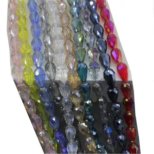 切割水晶玻璃珠lampwork tear drop string，用于DIY工艺和珠宝制作