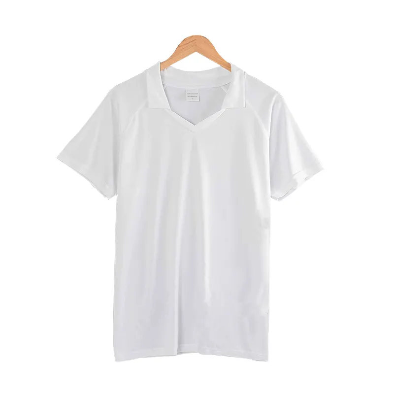 Blank White Fast Dry 100% Polyester V Neck Men Polo T Shirt for Sublimation Blank