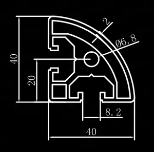 โพรไฟล์อะลูมิเนียมแบบครึ่งรอบสำหรับ4040R ซีรีส์40อลูมิเนียมรูปตัวที - Product Image 3