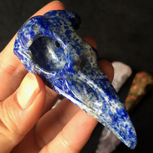 Nature Tiger Eye Lapis Lazuli Khắc Thạch Anh Pha Lê <span class=keywords><strong>Raven</strong></span> Chữa Bệnh Đầu Chim Hộp Sọ Cho Mặt Dây Chuyền - Product Image 3