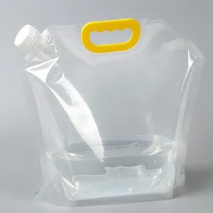 Açık taşınabilir plastik şeffaf 5L katlanabilir su şişesi