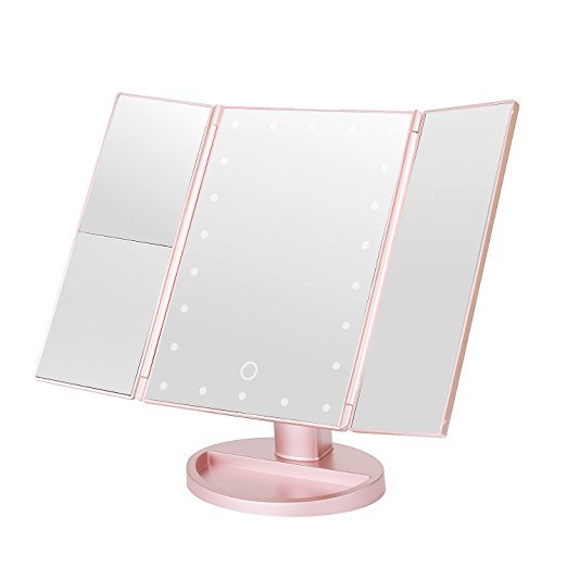 éclairé À Trois Volets 22 LED Bande Vanité Miroir Grossissement et 3X 2X 1X Accueil Salle De Bains Voyage Beauté Miroir
