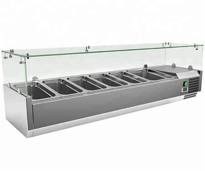 Dibuat Di Cina Meja Prasmanan Top <span class=keywords><strong>Salad</strong></span> <span class=keywords><strong>Bar</strong></span> Stainless Steel Kulkas Persegi Panjang Kaca Tampilan Kulkas dengan CE - Product Image 3