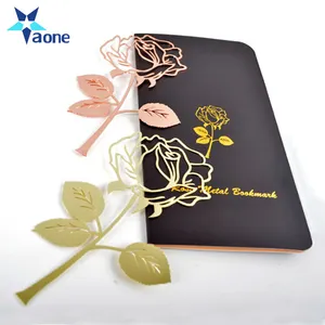 Marque-page de cartes de vœux de luxe fleur Rose, en métal doré, accessoires scolaires et de bureau, papeterie cadeau pour livres