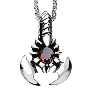 Personalità In Acciaio Inox Su Misura Rubino A Forma di Scorpione Gioielli Gotico Della Collana Per Il Mens - Product Image 1