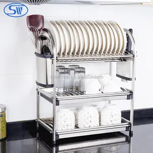 Wholesale Guangzhou Table-style 3 tier stainless steel dish rack