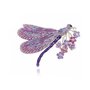 Haute qualité bleu cristal libellule broche strass libellule broches épinglette pour les femmes cadeaux de fête accessoires de mariage - Product Image 2