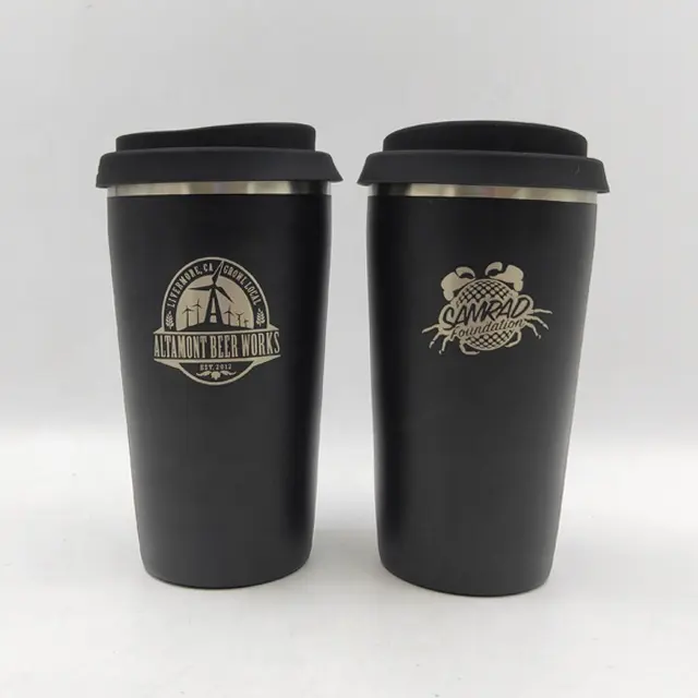 16OZ-450ML Double Wall Vacuum Insulated Stainless Steel Pint Cup & Coffee Cup With Laser Engraved Logo And Silicon Cap