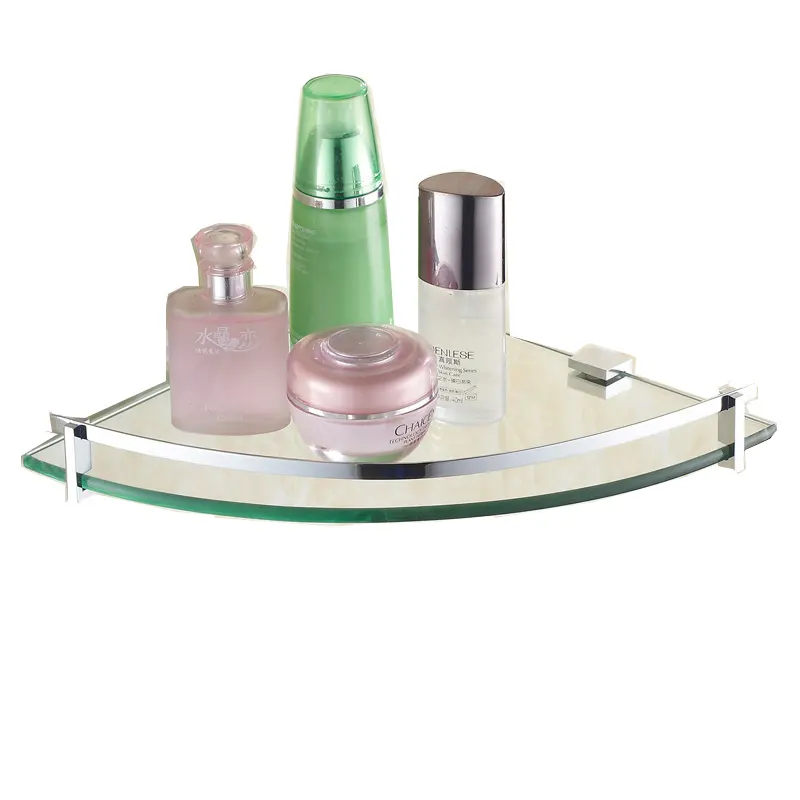 Étagère d'angle triangulaire de salle de bain en verre, 1 pièce, support mural pour la douche