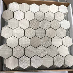 Tres superficie hexágono grano de madera mosaico de mármol - Product Image 5